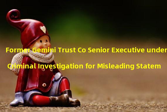 Former Gemini Trust Co Senior Executive under Criminal Investigation for Misleading Statements