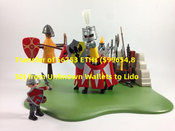 Transfer of 56753 ETHs ($99654,850) from Unknown Wallets to Lido