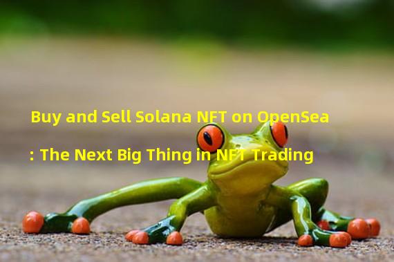 Buy and Sell Solana NFT on OpenSea: The Next Big Thing in NFT Trading